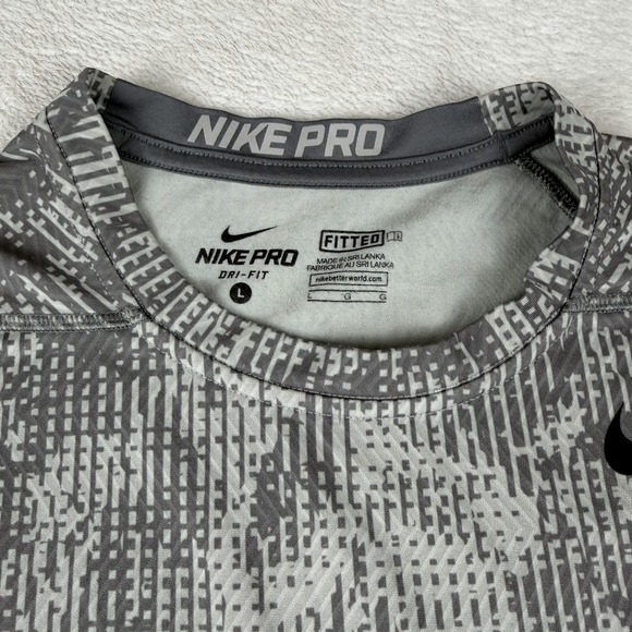 Nike Pro Dri-Fit Fitted Compression Digital Camo Long Sleeve Athletic Shirt L - Picture 8 of 16